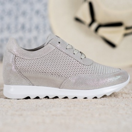 Adidași din piele lucioasă VINCEZA gri 2