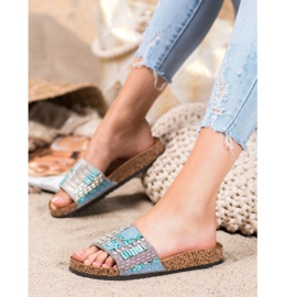 Bona Papuci cu margele multicolor 1