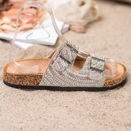 Bona Papuci eleganți cu cataramă de aur 2