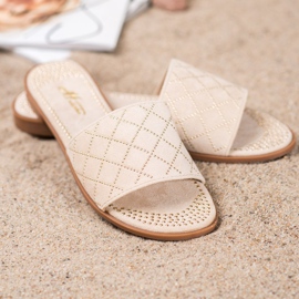 SHELOVET Papuci eleganti din piele intoarsa maro 2