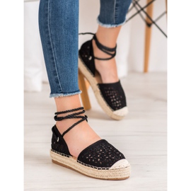 Bella Star Espadrile legate pe platformă negru 5
