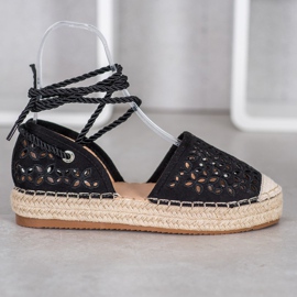 Bella Star Espadrile legate pe platformă negru 2