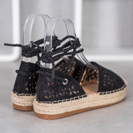 Bella Star Espadrile legate pe platformă negru 3