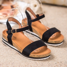 Renda Sandale casual din piele de căprioară negru 1