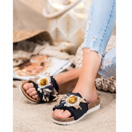 SHELOVET Papuci la modă negru multicolor 1