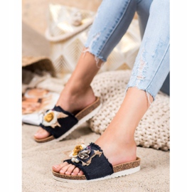 SHELOVET Papuci la modă negru multicolor 2