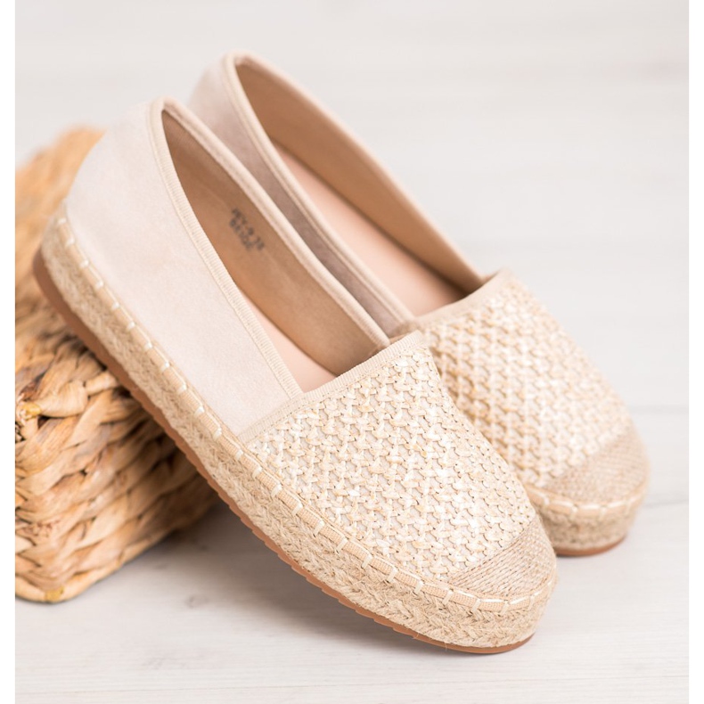 SHELOVET Espadrile împletite maro 2