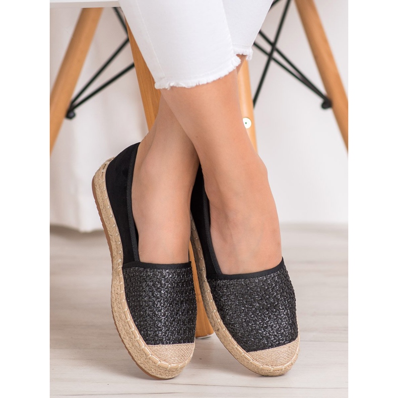 SHELOVET Espadrile împletite negru multicolor 1 SHELOVET Espadrile împletite negru multicolor 1