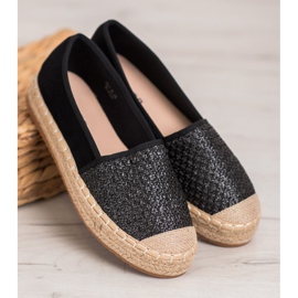 SHELOVET Espadrile împletite negru multicolor 2