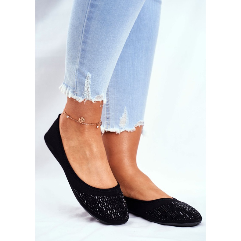 Le Scarpe Balerini negri pentru femei cu zirconiu cubic Amantero negru 1