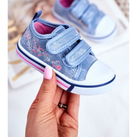 PL1 Adidași pentru copii Albastru Junalo Velcro roz 2