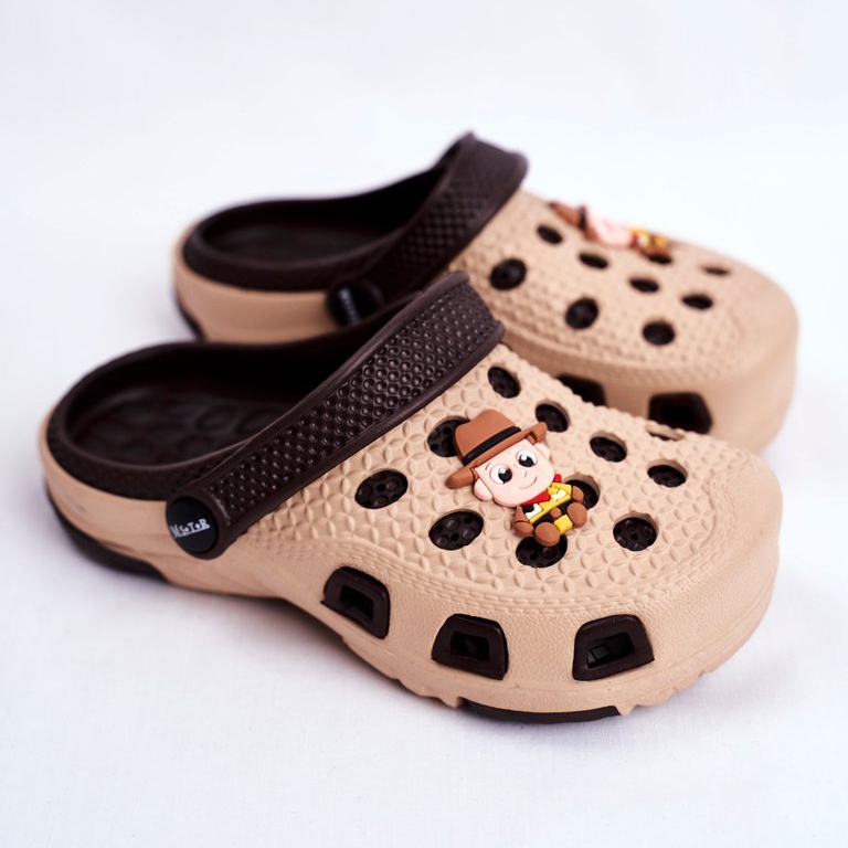 Giolan Papuci pentru copii Cowboy din spumă maro Crocs Brown 1