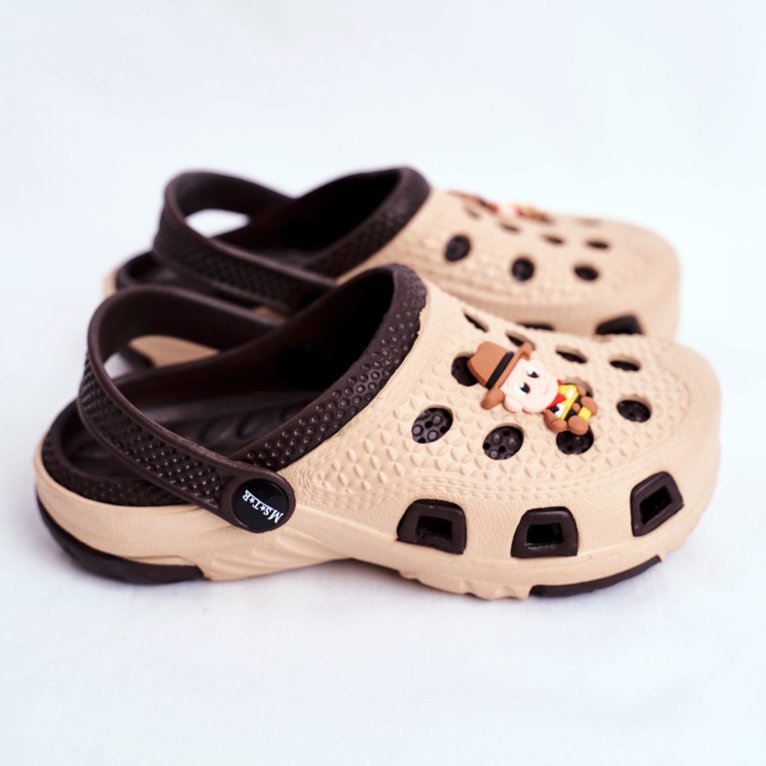 Giolan Papuci pentru copii Cowboy din spumă maro Crocs Brown 2