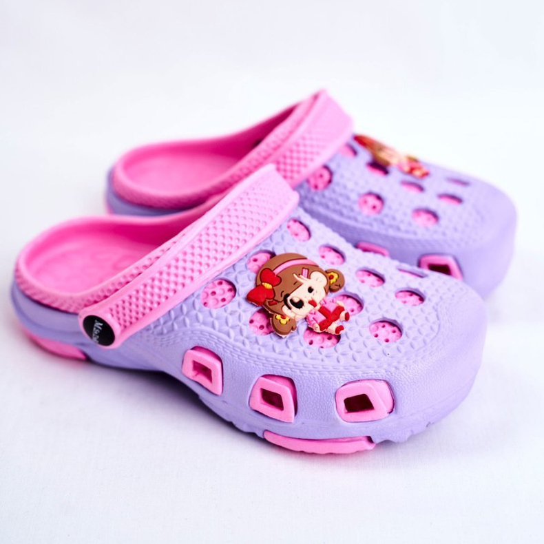 Giolan Papuci pentru copii Foam Crocs Violet Girl roz 1