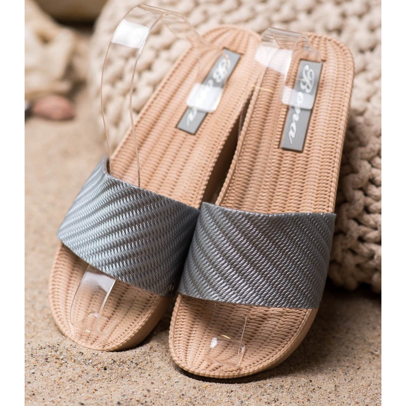 Bona Papuci cu pană elegantă gri 1