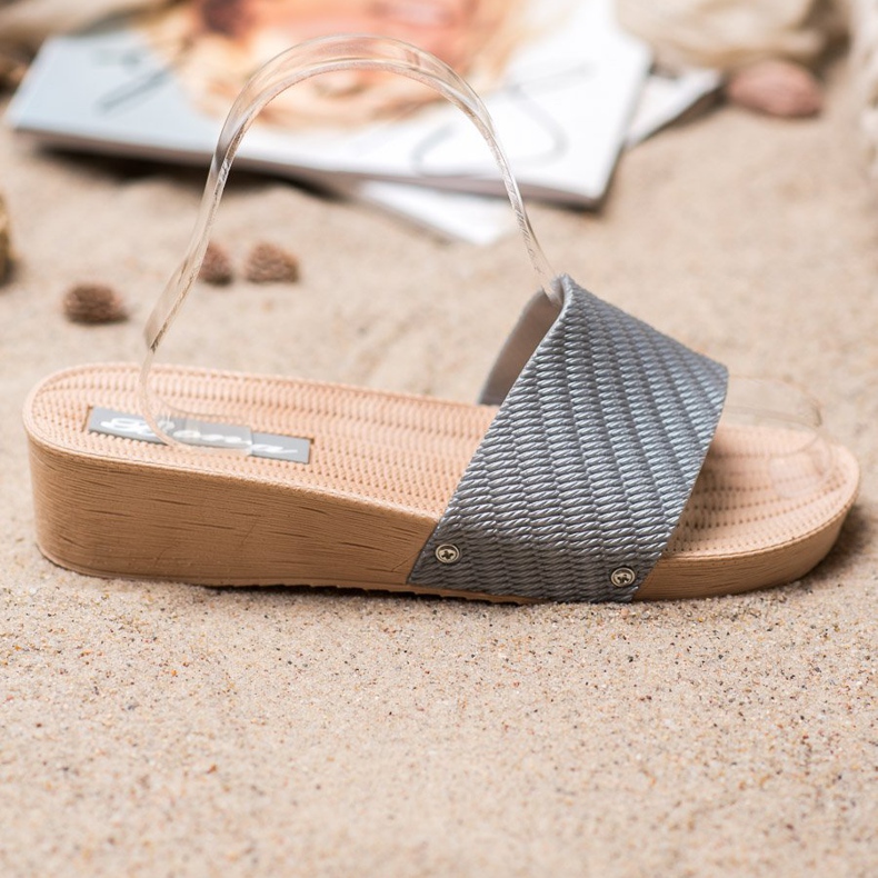 Bona Papuci cu pană elegantă gri 2