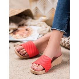 Bona Papuci eleganți pe platformă roșu 1