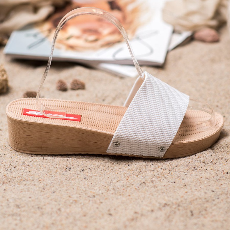 Bona Papuci cu pană elegantă alb 1