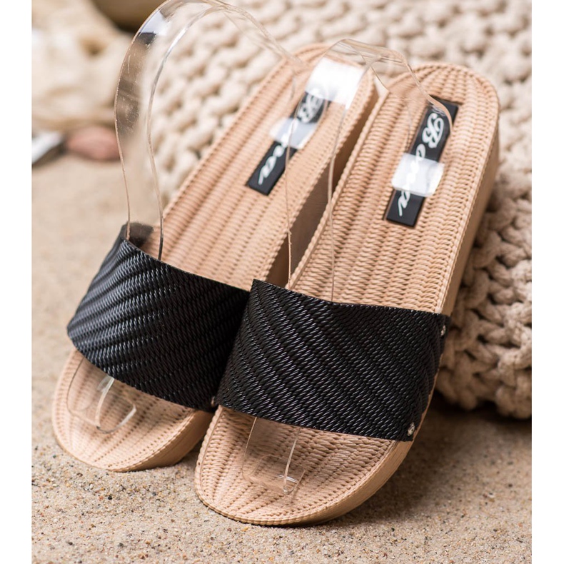 Bona Papuci cu pană elegantă negru 2 Bona Papuci cu pană elegantă negru 2