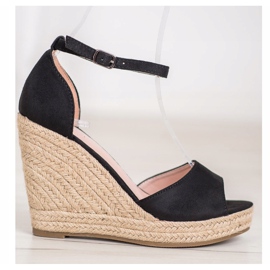 SHELOVET Espadrile negre pe pană negru 2 SHELOVET Espadrile negre pe pană negru 2