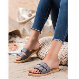 Bona Papuci clasici cu cataramă gri 2 Bona Papuci clasici cu cataramă gri 2