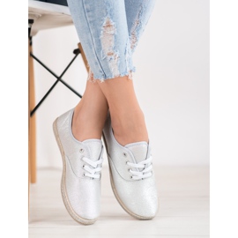 SHELOVET Adidași argintii cu sclipici gri 2