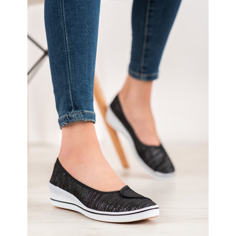 Comer Balerini cu sclipici negru 2