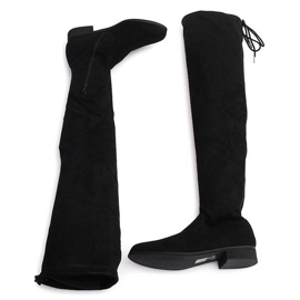 Cizme din piele înaltă Lycra 3037 Negru alb 1