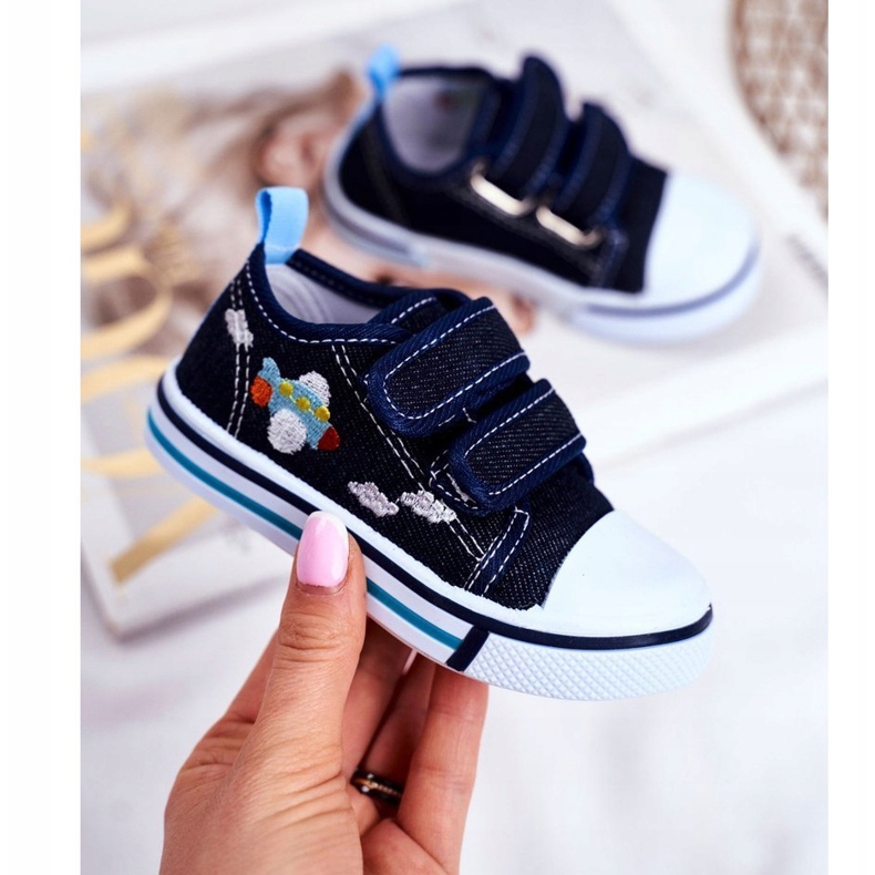 PL1 Adidași pentru copii Nimalo bleumarin cu velcro albastru marin 1