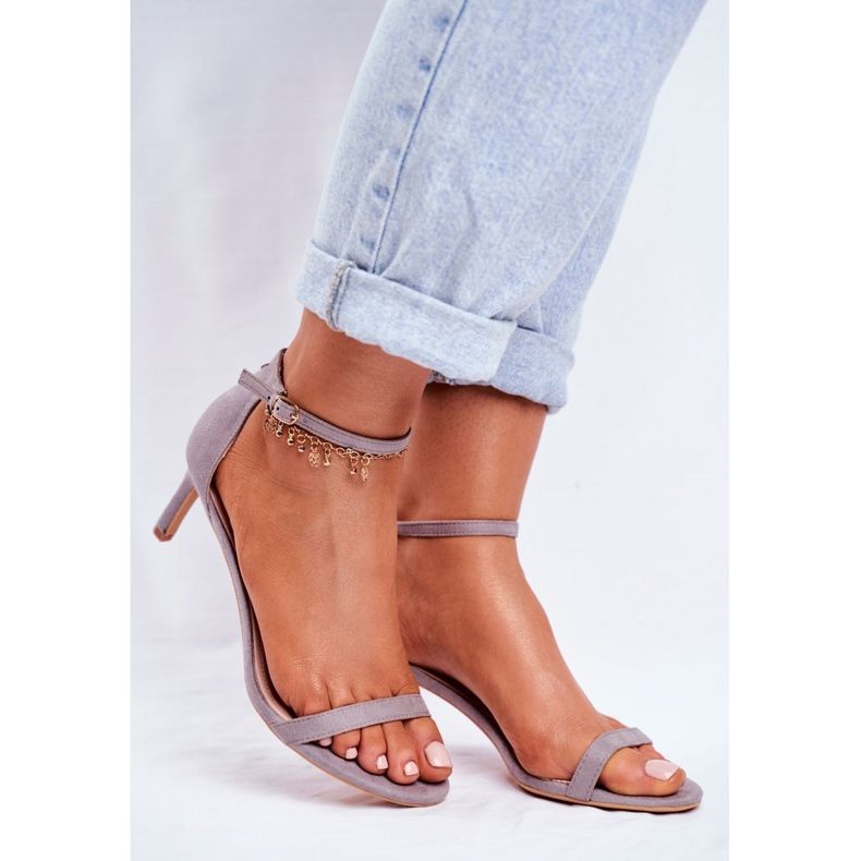 PS1 Sandale pentru femei cu toc înalt Clasic gri Mintore 1