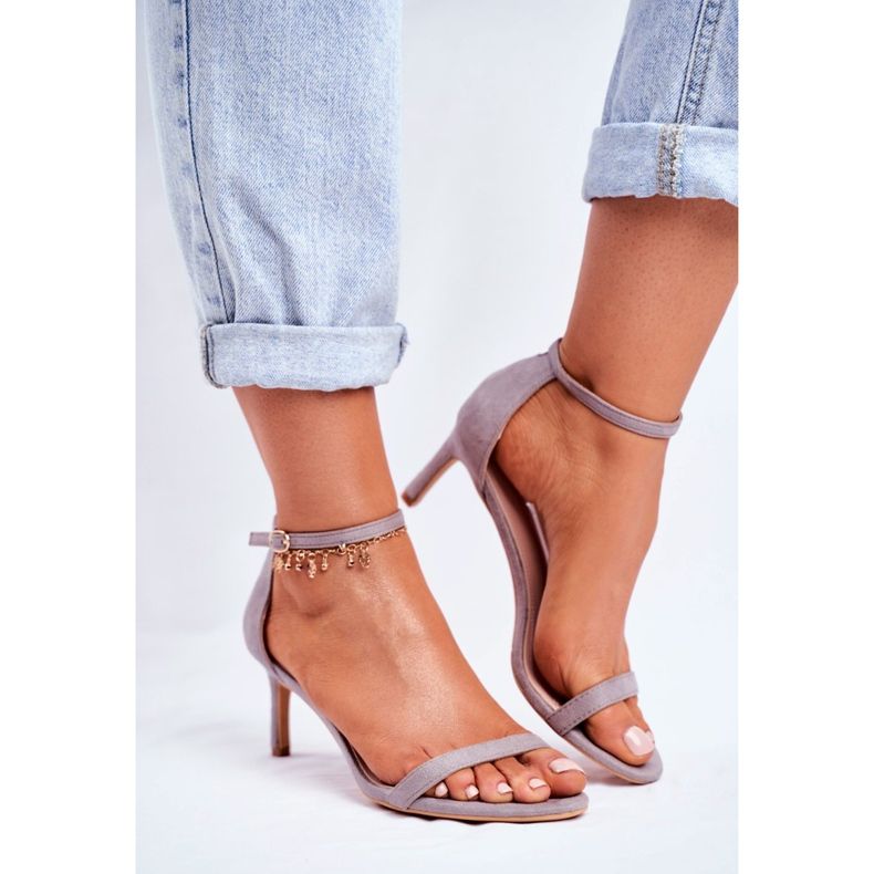 PS1 Sandale pentru femei cu toc înalt Clasic gri Mintore 2