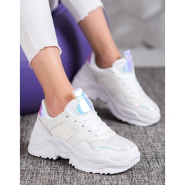 SHELOVET Adidași din piele ecologică alb gri 2