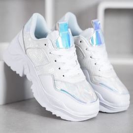 SHELOVET Adidași din piele ecologică alb gri 1