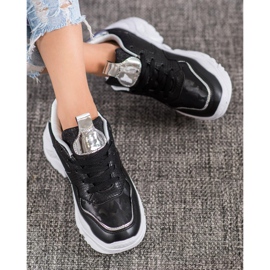 SHELOVET Adidași din piele ecologică negru gri 1