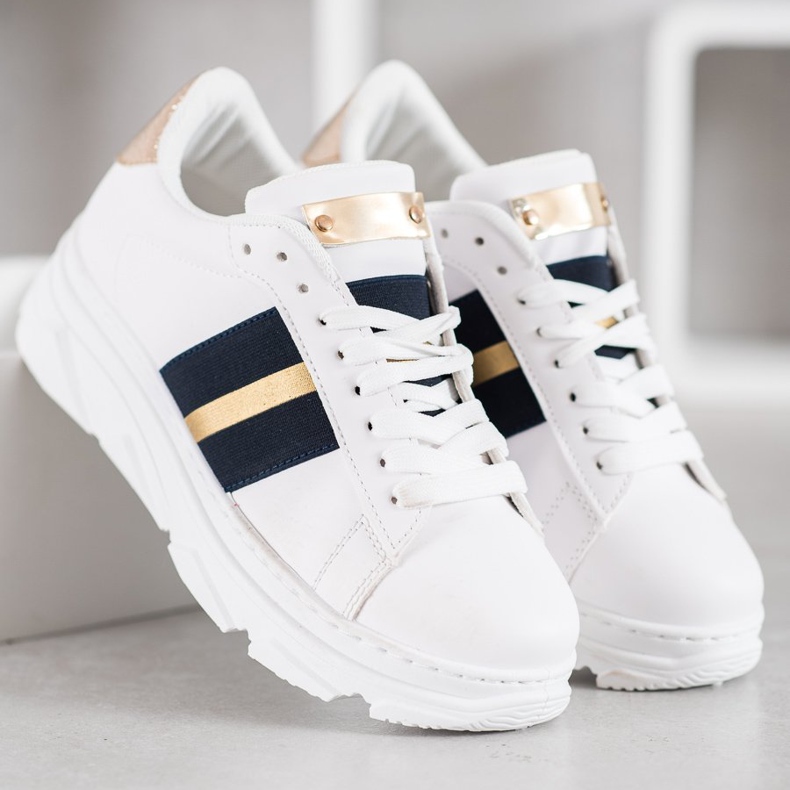 Weide Adidași pe platformă alb negru galben 2