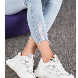 SHELOVET Adidași din piele ecologică albă gri 1