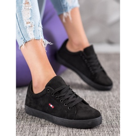 SHELOVET Pantofi sport din piele de căprioară negru 1