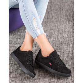 SHELOVET Pantofi sport din piele de căprioară negru 2