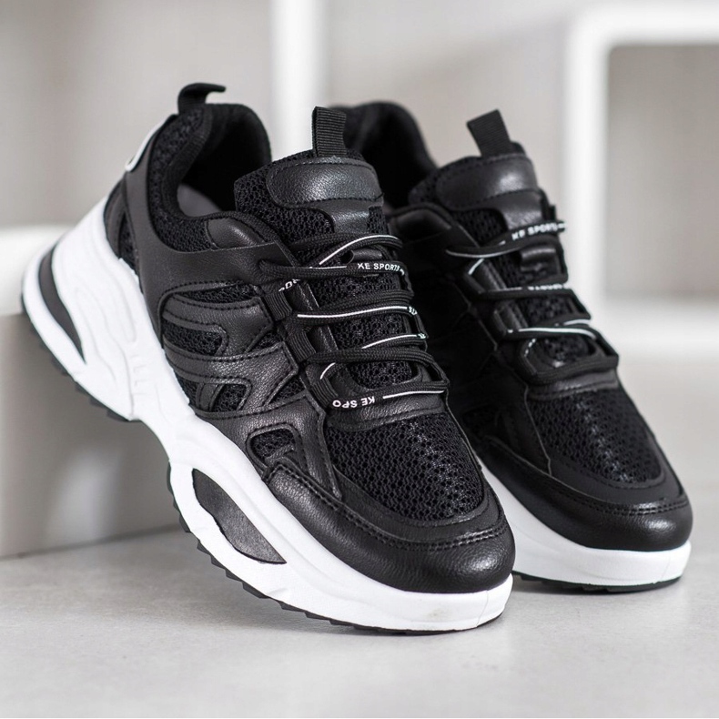 SHELOVET Adidași negri confortabili negru 2