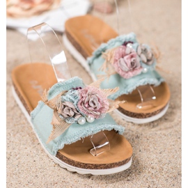 SHELOVET Papuci la modă maro verde 2