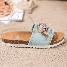 SHELOVET Papuci la modă maro verde 1