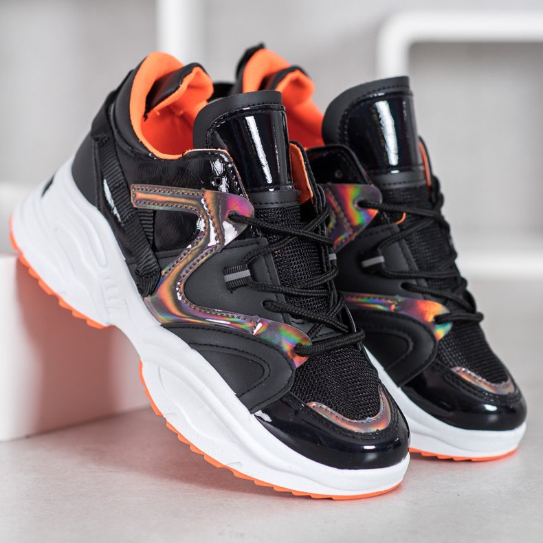 Weide Adidași de modă negru portocale 1