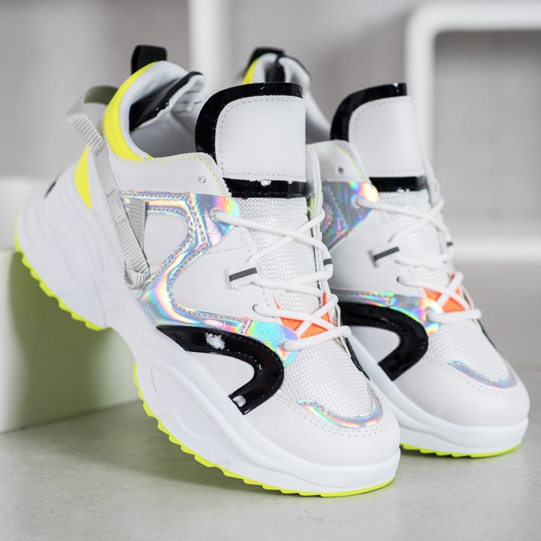 Weide Adidași de modă alb negru gri galben 1