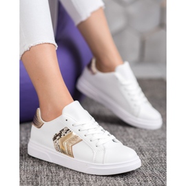 SHELOVET Pantofi la modă din piele ecologică alb galben 2