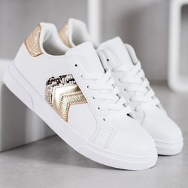 SHELOVET Pantofi la modă din piele ecologică alb galben 1