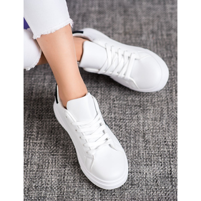 SHELOVET Pantofi la modă din piele ecologică alb negru gri 1