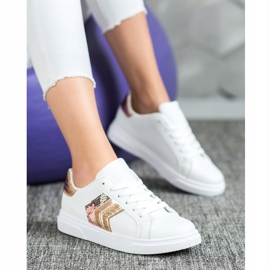 SHELOVET Pantofi la modă din piele ecologică alb galben 2