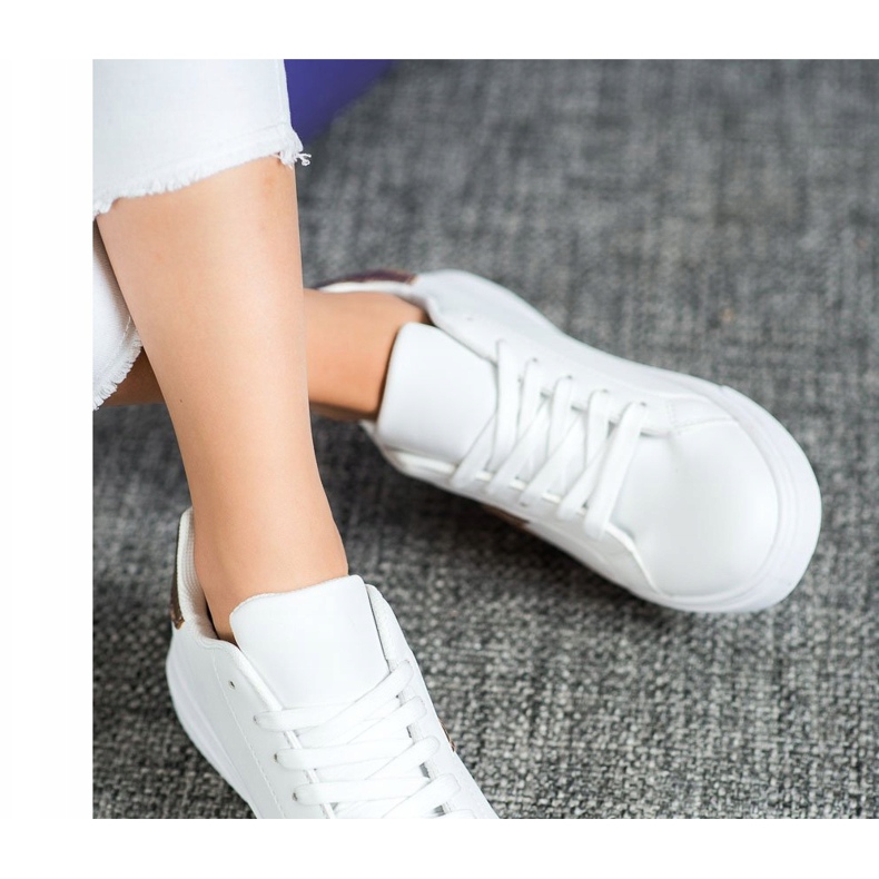 SHELOVET Pantofi la modă din piele ecologică alb galben 1