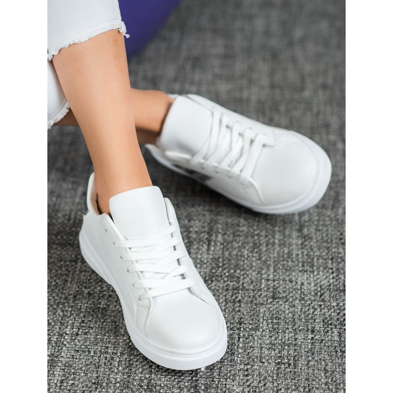 SHELOVET Pantofi la modă din piele ecologică alb gri 1