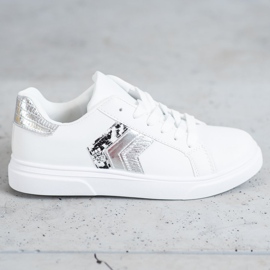 SHELOVET Pantofi la modă din piele ecologică alb gri 2